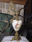 Vintage French-style Porcelain   Brass Ewer Vase  made In Spain 