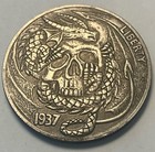Dragon Wrapped Skull Coin Hobo Nickel Us Morgan Dollar Sized Token Free Shipping