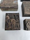 Lot 5 Vtg Printing Letterpress Wood Metal Type Printers Press Block 