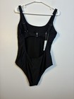 New  Halara One Piece Swimsuit Sz Large Black Beach Vacation Open Back