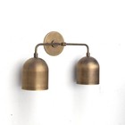 Vintage Brass Double Dome Wall Sconce   Mid-century Modern Bathroom Vanity Light