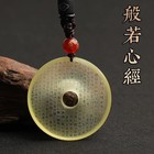 Yellow Citrine Pendant Heart Sutra Amulet Necklace Unisex Crystal Gift Jewelry