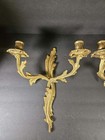 Vtg Pr Rococo Louis Xv Style Gilt Brass Candelabra Wall Sconce 13 25  4 5  11 25 