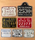 Lot 7 Vintage Metal Bicycle License Plates Ottumwa  Bethlehem  Bowling Green