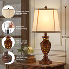Set Of 2 Vintage 23 5  Bedside Lamps With Usb A c   Nightlight  Brown