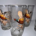 Set Of 4 Vintage Pheasant Drinking Glasses Gold Rimmed Excellent 5-1 2 h
