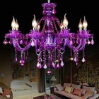 New European Purple Crystal Chandelier Living Room Candle Lights Ceiling Lamp