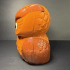 Large 7  Cast Iron Orange Owl Coin Bank Penny Bank Vintage Christmas  1347