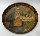 Vtg Stroh s Bohemian Beer 12  Round Metal Tray Chas W  Shonk Co  Litho Chicago
