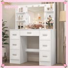 New Vanity Set With 10 Led Lighted Mirror Makeup Dressing Table Dresser Desk Usa