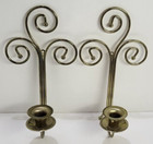 Vintage Pair Home Interiors Brass And Glass Wall Sconces Candle Holders 11  Tall