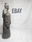 Vintage Asian Bronze Figurine Scholar Statue     Detailed Robe Design