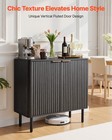 Vevor Coffee Bar Cabinet Mid Century Fluted Buffet Table With 2 Barn Doors Black