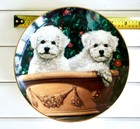 Danbury Mint Ltd  Ed  Plate  Potted Pair  Michele Amatrula  Bichon Frise B5562