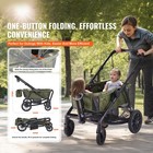 Uimoso All-terrain Stroller Wagon 2 Seats Collapsible W  Canopy Dark Olive Green