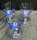 Vintage Moonbeam Blue Bubbled Cocktail Glasses - Set Of 3