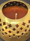 Vintage Solid Brass Candle Holder Round Star Cutouts Votive Tealight Unlit 