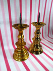Vtg Colonial Williamsburg Virginia Metalcrafters 2pc Brass Pillar Candlesticks