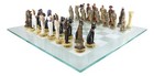Ebros Pharaoh Egyptian Vs Caesar Roman Empire Resin Chess Pieces W  Glass Board