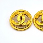 Chanel Cc Coco Logo Earrings Gold Round Vintage 94p Authentic Accessory Japan