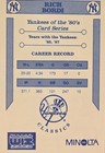 1992 Wiz Rich Bordi Auto Card Yankees Of The 80 s New York Baseball Signed Mlb