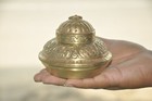 Vintage Brass Embossed  Engraved Unique Shape Handcrafted Powder Box