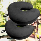 2 X Micro Bead U Shaped Travel Pillow Neck Head Support  Airplane Cushion Black