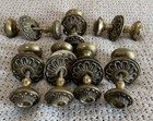 Lot 7psc Vnt Ornate Solid Brass Door Knob  Portugal  Mid-century  Floral Rosette