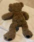 Russ Berrie   Co Plush Teddy Bear Wembly Brown Shaggy Soft 13  Checked Bow Euc  