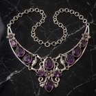 Purple Amethyst Floral Necklace 925 Sterling Silver Handmade Jewelry Boho Gift