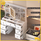 Large Makeup Vanity Set Led Lighted Mirror Dressing Table Dresser Desk 7 Drawers