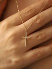 Women s Gold Cross Necklace  Minimalist Religious Jewelry