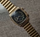 Brew Coffee Gold Watch Black Dial Chronograph  metric Style Ciloa Quartz Movement