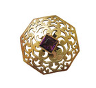 Antique Hatpin Amethyst Glass Pierced Octagon Setting