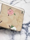 Coach Zip Card Case In Signature Canvas With Floral Print Cr971 Light Khaki