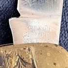 Rare Vintage Solingen 2 Blade Brass Pocketknife With Dog Hunting Used