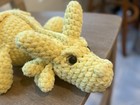 Handmade Plush Crochet Dragon Yellow Accents Stuffed Animal