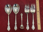 5 Vtg Wm Rogers Silver Plate Grand Elegance Serving Casserole Spoons Forks Ladle