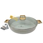 Casserole Frypan Nonstick Big Size 14 Inch With Glass Lid Woodstone New Olive