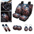 Owl Flower Print Car Seat Cover Sets Full Set For Blue And Pink - Owl Flower