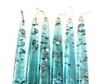 Vintage Lucite Acrylic Teal Taper Candles Set Of Six Silver Flakes 11 75 
