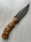 Real Damascus Outdoor Knife     Olive Wood Handle     150 Layers     Blacksmith Made