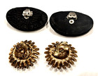 Musi Gold Shoe Clips Floral Brutalist Sunflower Black Silver Filigree Lot 2 Pair