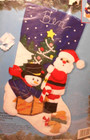 Bucilla Felt Applique Jeweled Christmas Stocking Kit Santa   Frosty Snowman New