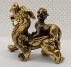 Pi Xiu Pi Yao Mom Baby Chinese Dragon Amulet Feng Shui Miniature Brass Figure 1 