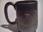 Vintage Pewter Glass Bottom Beer Tankard Mug Engraved Heraldic Crest Stein
