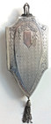 Shield Shape Vintage Vanity Silver Compact - Engine Turned Case