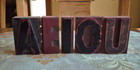 Vtg Original Letterpress 5 Vowels Letters Wood Type Printers Blocks 3  A E I O U