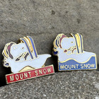 Vtg Mount Snow Vermont Snoopy Peanuts Ski Resort Enamel Lapel Hat Pin Badge Lot