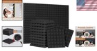 Acoustic Foam Panels Soundproofing Panels Wall Ceiling Studio Foam Black 24pcs